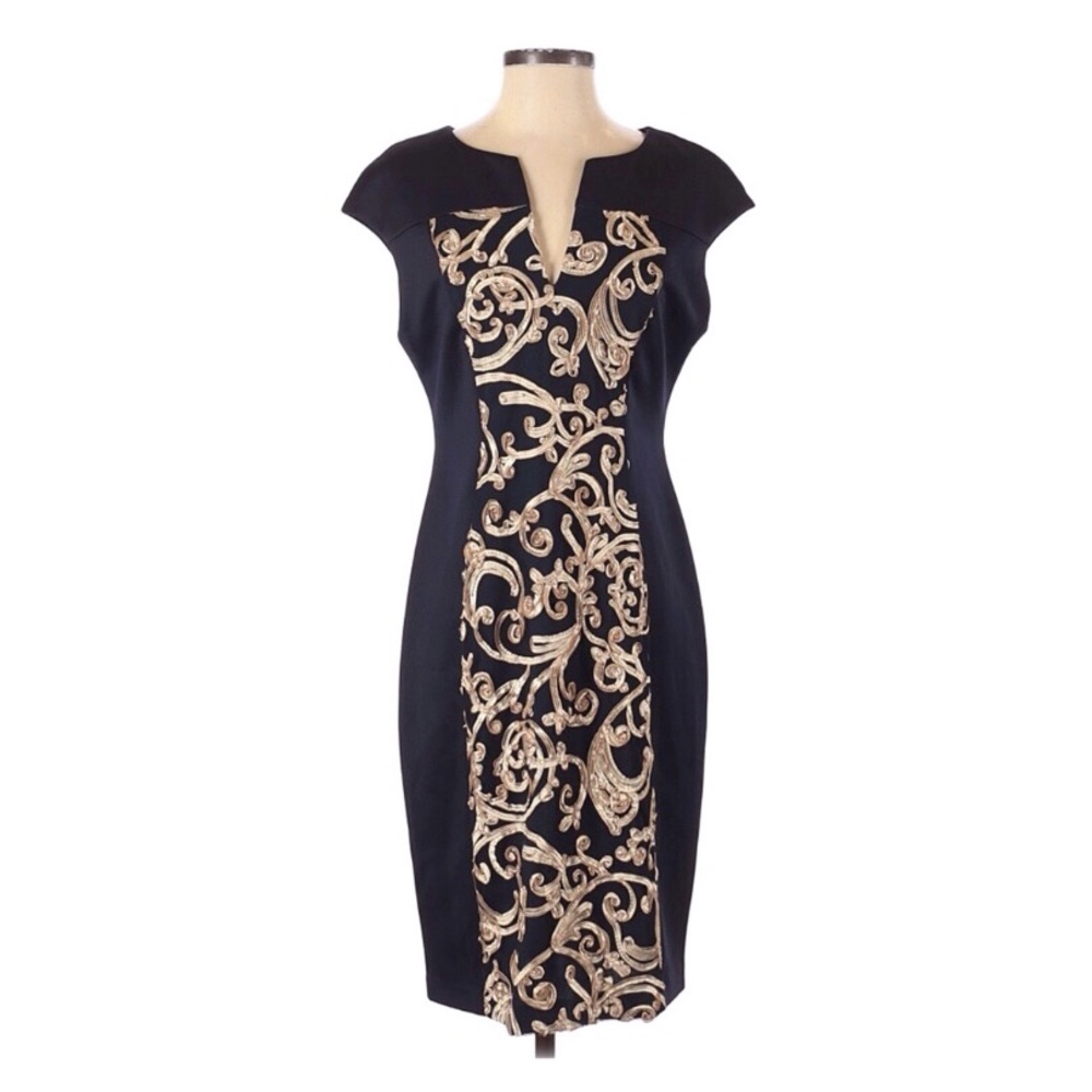 Connected Appeal Black Gold Formal Above Knee